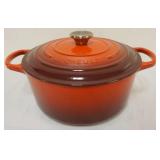 1202	LE CREUSET COVERED DUTCH OVEN, APPROXIMATELY 13 IN X 7 IN H