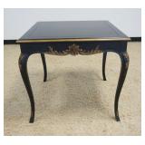 1229	1 DRAWER OCCASIONAL TABLE WITH SHELL CARVING ON SKIRT, EBONIZED FINISH WITH GOLD ACCENTS, APPRO