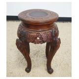 1243	ASIAN ROUND WOOD CARVED STAND, APPROXIMATELY 15 IN X 23 IN H