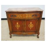 1245	FAUX MARBLE TOP PAINT DECORATED FRENCH PROVINCIAL CHEST WITH 1 DRAWER OVER 2 DOORS, APROXIMATEL