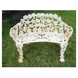 1251	ORNATE CAST METAL GARDEN PATIO BENCH SETTEE, APPROXIMATELY 38 IN X 21 IN X 29 IN H