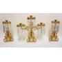 1001	3 PIECE GILT METAL GIRONDOLE SET W/FIGURAL KNIGHTS, TALLEST APPROXIMATELY 17 1/2 IN HIGH
