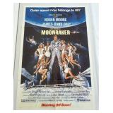 1020	VINTAGE MOVIE POSTER *MOONRAKER* JAMES BOND, 1979, ROBERT MOORE, UNITED ARTISTS, APPROXIMATELY 