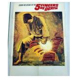 1074	VINTAGE MOVIE POSTER *5 FINGERS OF DEATH* 1973, BLACK BELT INC, PREPARED ESPECIALLY FOR WARNER 