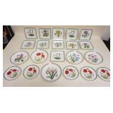 1004	PORTMEIRION BOTANIC GARDEN CHINA, 21 PIECE GROUP INCLUDING 11-7 IN SQUARE DISHES, 5-8 1/2 IN SH