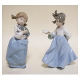 1017	LLADRO PORCELAIN FIGURES, NAO GIRL W/PUPPY & GIRL W/DOVE, APPROXIMATELY 8 IN HIGH