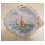 1029	ROYAL CROWN DERBY HAND PAINTED ARTIST SIGNED YAHT/NAUTICAL PLATE ANNOTATED ON BACK 12 METRE CLA