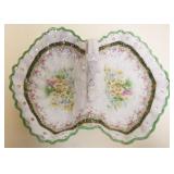 1033	CT GERMAN HAND PAINTED DIVIDED DISH, HAND PAINTED PORCELAIN FLORAL