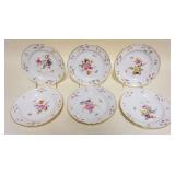 1037	MEISSEN HAND PAINTED FLORAL PLATES, 6-7 3/4 IN