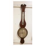 1042	ANTIQUE BAROMETER IN MAHOGANY INLAID CASE, APPROXIMATELY 42 IN HIGH