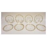 1045	SET OF 8 GLASS BLOWN PLATES, HAND PAINTED DECORATED W/PONTIL MARK, APPROXIMATELY 8 IN