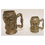 1047	PAIR OF BRASS FIGURAL MUGS, LARGEST APPROXIMATELY 5 IN H