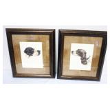 1053	2 FRAMED AND MATTED DOG PRINTS, EACH APPROXIMATELY 12 IN X 19 IN