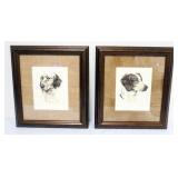 1054	2 FRAMED AND MATTED DOG PRINTS, EACH APPROXIMATELY 12 IN X 19 IN
