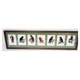 1055	FRAMED SET OF BEAR POST CARDS DEPICTING 7 DAYS OF THE WEEK, APPROXIMATELY 33 IN X 9 IN