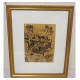 1067	MORTIMER BORNE FRAMED ART WORK *THE AUTOMA* ANOTATED ON BACK WITH CATALOG, APPROXIMATELY 18 IN 