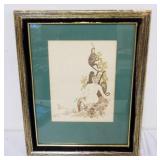 1073	HENRY DETOUCHE COLORED LITHOGRAPH, FRAMED AND MATTED, APPROXIMATELY 15 IN X 19 IN OVERALL
