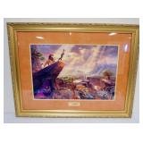 1079	THOAS KINKADE *THE LION KING*, SIGNED AND NUMBERED 173/295 FRAMED AND MATTED PRINT, APPROXIMATE