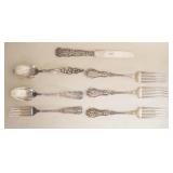 1098	STERLING SILVER ASSORTED FORKS, SPOONS & KNIFE, 9.3 OZT