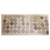 1105	SILVER DIMES, 65 -1964 AND EARLIER, ROOSEVELT AND MERCURY HEAD