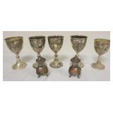 1110	GROUP OF SILVER PLATE, CHALICES & SALT AND PEPPER