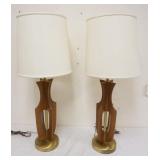 1114	WALNUT MID CENTURY MODERN TABLE LAMPS, EACH APPROXIMATELY 36 IN H