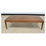 1130	MID CENTURY MODERN LANE RHYTHM WALNUT COFFEE TABLE, STYLE NO. 997 41, APPROXIMATELY 20 IN X 51 