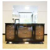 1136	AMERICAN OF MARTINSVILLE MODERN STYLE 9 DRAWER LOW CHEST WITH FAUX FINISH WITH MIRROR, APPROXIM