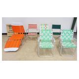 1142	GROUP OF ASSORTED VINTAGE LAWN CHAIRS AND LOUNGE, 6 PIECES TOTAL