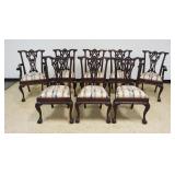1151	SET OF 8 CHPPENDALE STYLE BALL AND CLAW FOOT CHAIRS, 6 SIDE AND 2 ARM