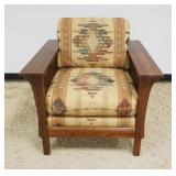 1154	BASSETT MISSION OAK STYLE ARM CHAIR, APPROXIMATELY 45 IN X 38 IN X 36 IN H