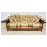 1155	BASSETT MISSION OAK STYLE SOFA, APPROXIMATELY 87 IN X 38 IN X 34 IN H