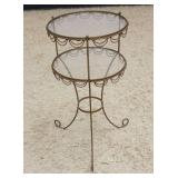 1158	DIMINUATIVE WIRE 2 TIER GLASS INSET STAND WITH SWAG BORDER, APPROXIMATELY 12 IN X 25 IN H