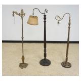 1162	GROUP OF 3 ANTIQUE FLOOR LAMPS INCLUDING CAST METAL, MAHOGANY, ETC., TALLEST APPROXIMATELY 61 I