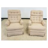 1165	PAIR OF UPHOLSTERED ARM SWIVEL RECLINING CHAIRS