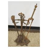 1171	ANTIQUE BRASS FIREPLACE TOOL SET