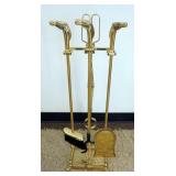 1172	BRASS HORSE HEAD 4 PIECE FIREPLACE TOOL SET