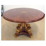 1173	KARGES ROUND TABLE WITH INLAID STAR AND BANDED TOP ON GILT DOLPHINS BASE, APPROXIMATELY 48 IN X
