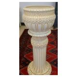 1183	CERAMIC POT AND PEDESTAL WITH GREEK KEY DESIGN, APPROXIMATELY 13 IN X 34 IN H