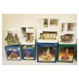 1260	GROUP OF 4 PORCELAIN SANTAS WORKBENCH COLLECTION BUILDINGS IN BOXES