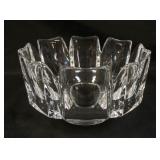 1021	LARGE GEOMETRIC GLASS BOWL SIGNED ORREFORS, APPROXIMATELY 9 IN X 5 IN HIGH