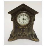 1026	JENNINGS BROS ANTIQUE CAST METAL DRESSER CLOCK, MISSING SECOND HAND, APPROXIMATELY 3 IN X 5 1/2