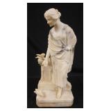 1029	CARVED MARBLE BUST OF WOMAN FEEDING PIGEONS, SOME LOSS TO CARVING, APPROXIMATELY 6 IN X 9 IN X 