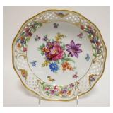 1031	DRESDEN BOWL W/FLOWERS & GILT TRIM & RETICULATED EDGE, APPROXIMATELY 9 IN X 2 1/2 IN HIGH
