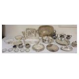 1044	LARGE ASSORTMENT OF NICE SILVERPLATE ITEMS INCLUDING DOUBLE HANDLE TRAYS, COVERED SERVING DISHE