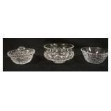 1052	3 WATERFORD CRYSTAL BOWLS, ONE COVERED, LARGEST APPROXIMATELY 5 1/2 IN X 3 1/2 IN HIGH