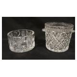 1053	2 WATERFORD CRYSTAL, ICE BUCKET & WINE BOTTLE COASTER, TALLEST APPROXIMATELY 7 IN X 5 IN