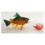 1059	MURANO ART GLASS FISH & ART GLASS CRANBERRY TO CLEAR SNAIL, LARGEST APPROXIMATELY 6 IN X 9 IN H