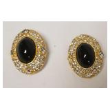 1062	HEIDI DAVS FOR JIM WALTERS BLACK RHINESTONE EARRINGS