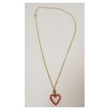 1064	TIFFANY & CO HEART SHAPED NECKLACE, RUBY STONES
